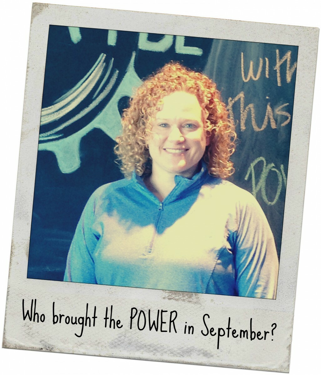 Polaroid style picture of Kelly Drach with 'Who Brought the POWER in September'?